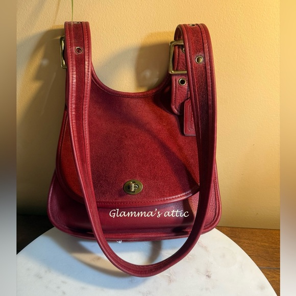 COACH vintage RED suede Crescent Berkeley🔥beaut - Picture 3 of 15